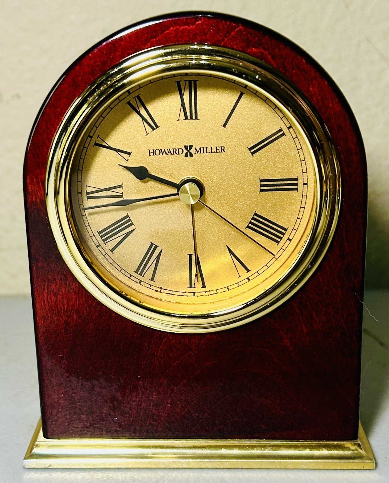 Howard Miller Parnell Vintage Polished Rosewood Hall & Brass Mantle Alarm Clock