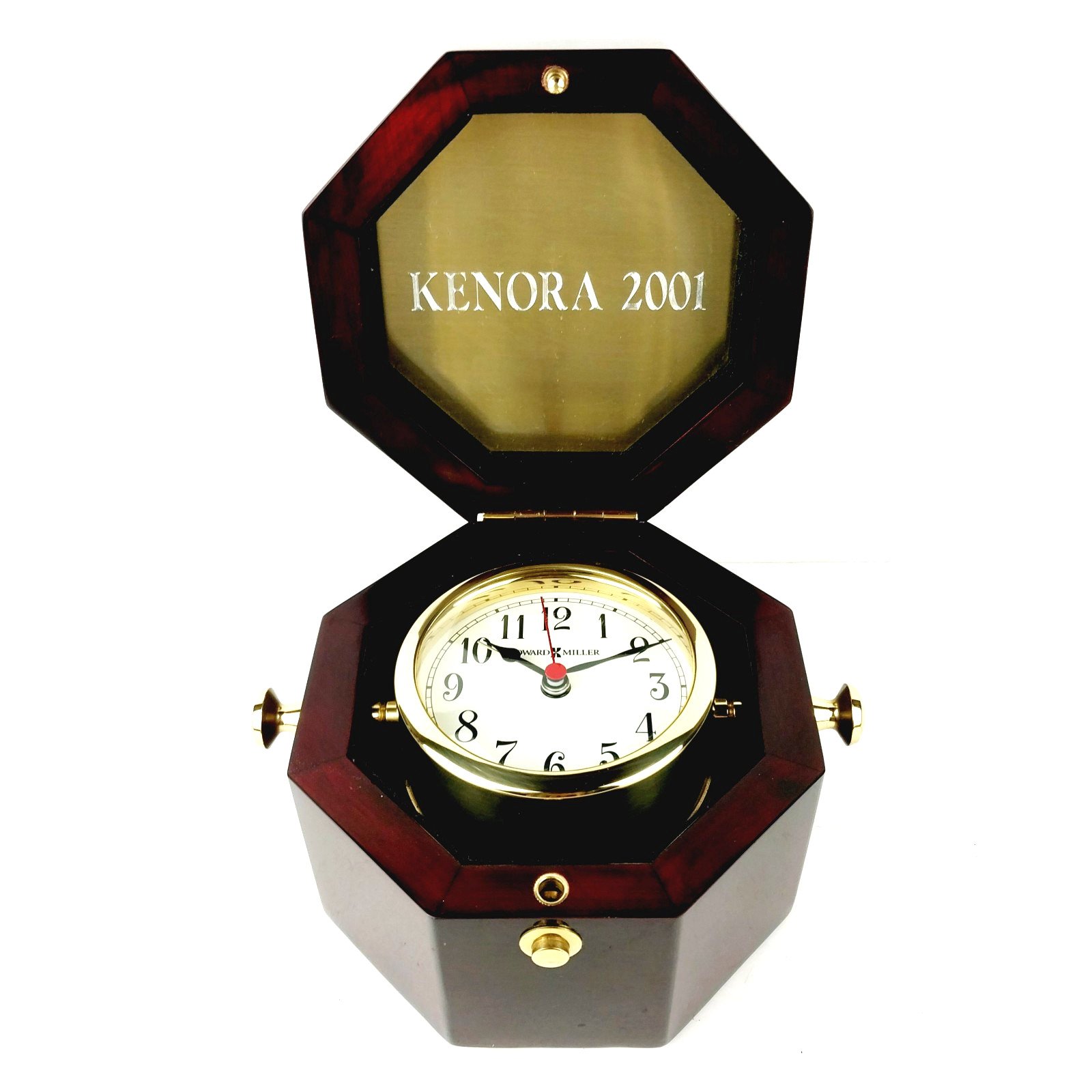 Howard Miller Presentation Quartz Alarm Clock Chronometer Brass in Hexagon Box
