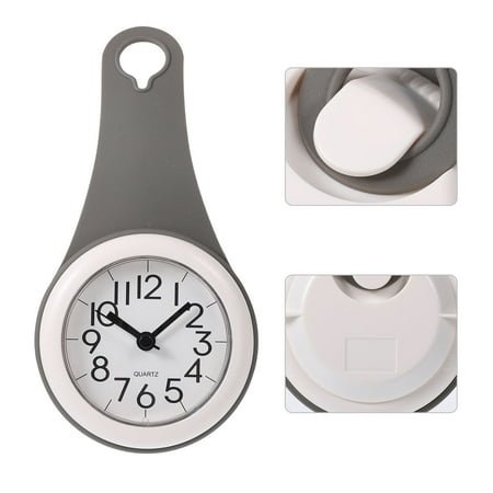 ibasenice 1Pack Hanging Clock Waterproof Wall Clock Plastic Grey Timekeeping Homeowners Bathroom Use