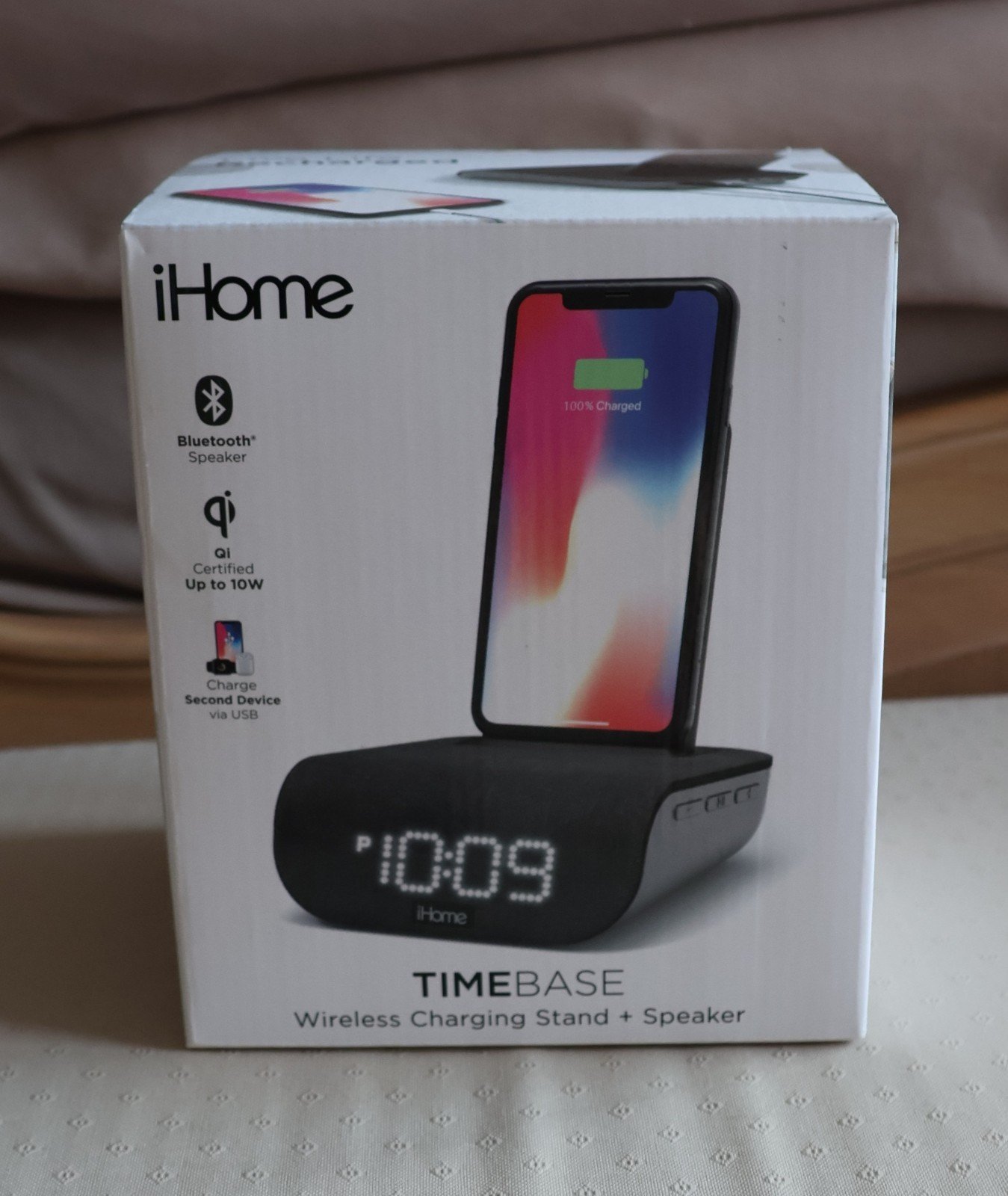 iHome TIMEBASE Dual Charging Bluetooth Alarm Clock with Wireless & USB Charging