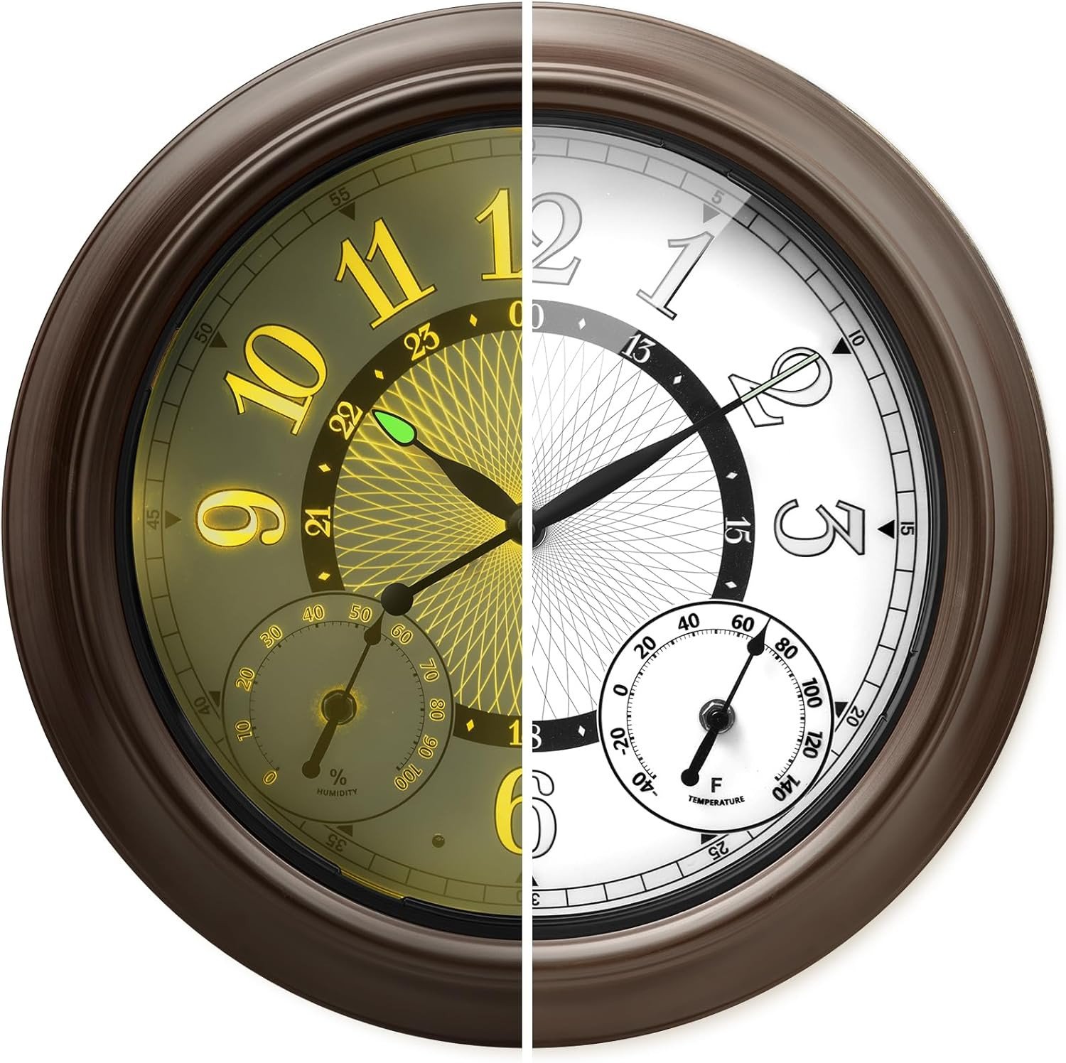 Illuminated Large Metal Outdoor Clocks Waterproof 15 Inches with AI Auto Light S