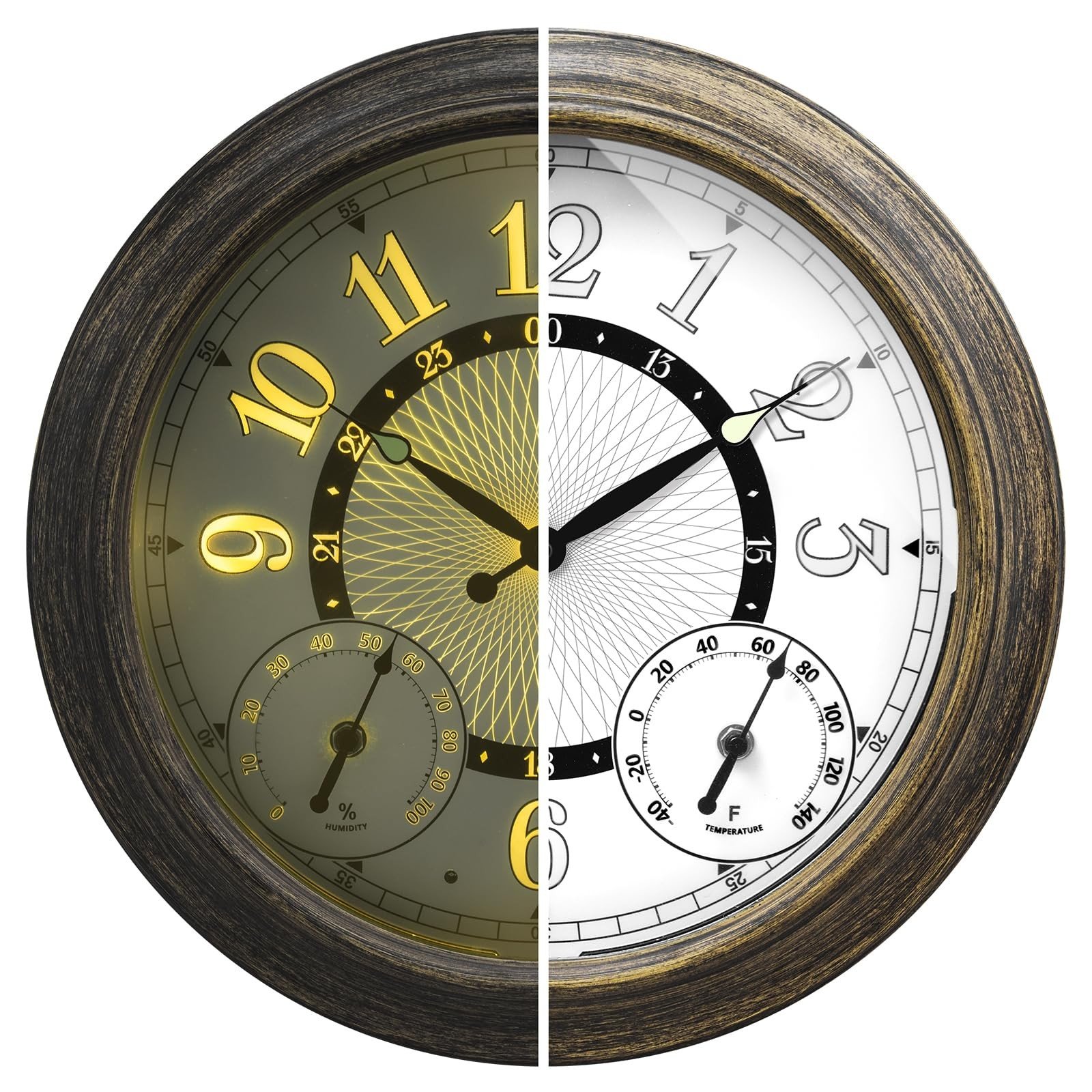 Illuminated Large Metal Outdoor Clocks Waterproof 18 Inches With AI Auto Ligh...