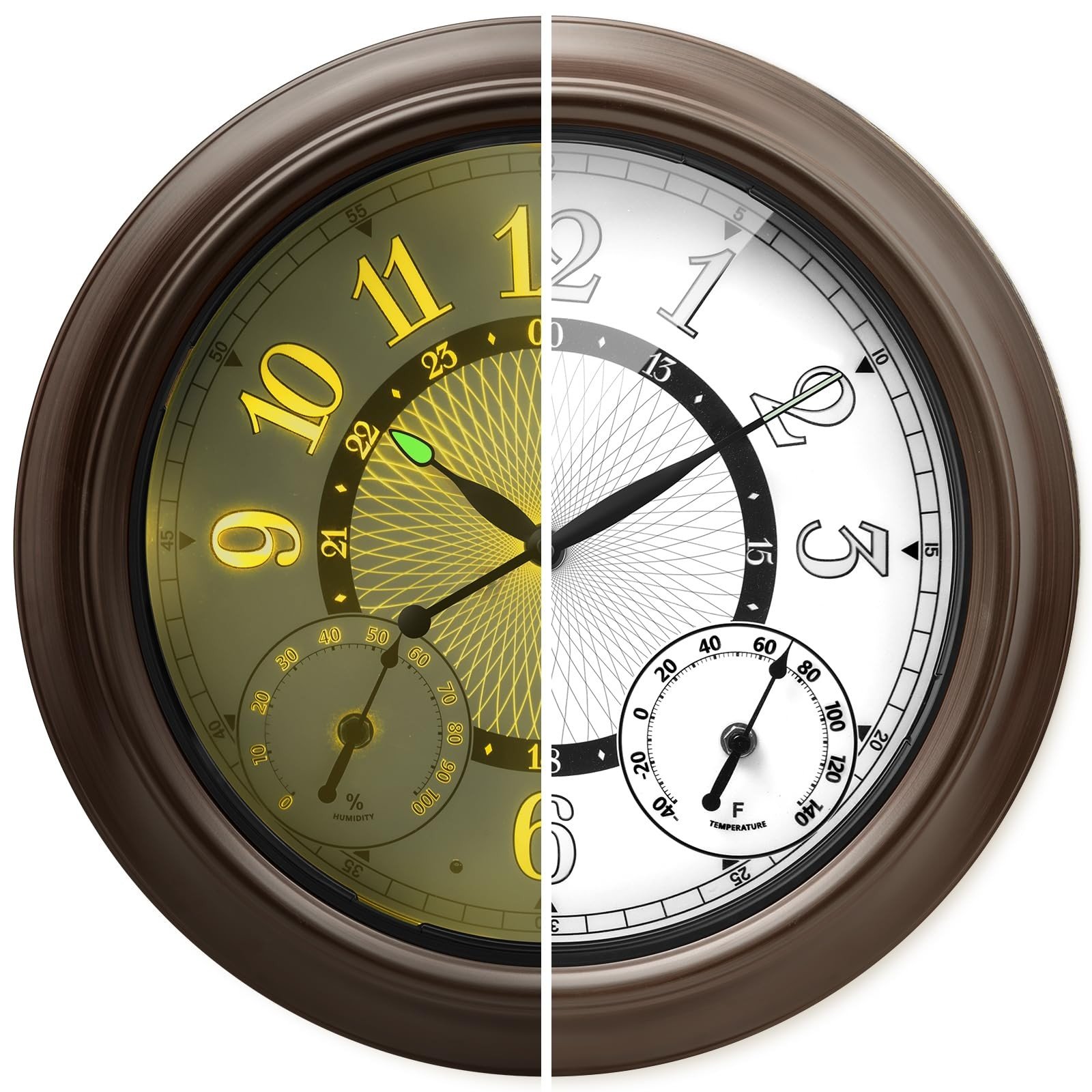 Illuminated Large Metal Outdoor Clocks Waterproof 18 Inches With AI Auto Ligh...