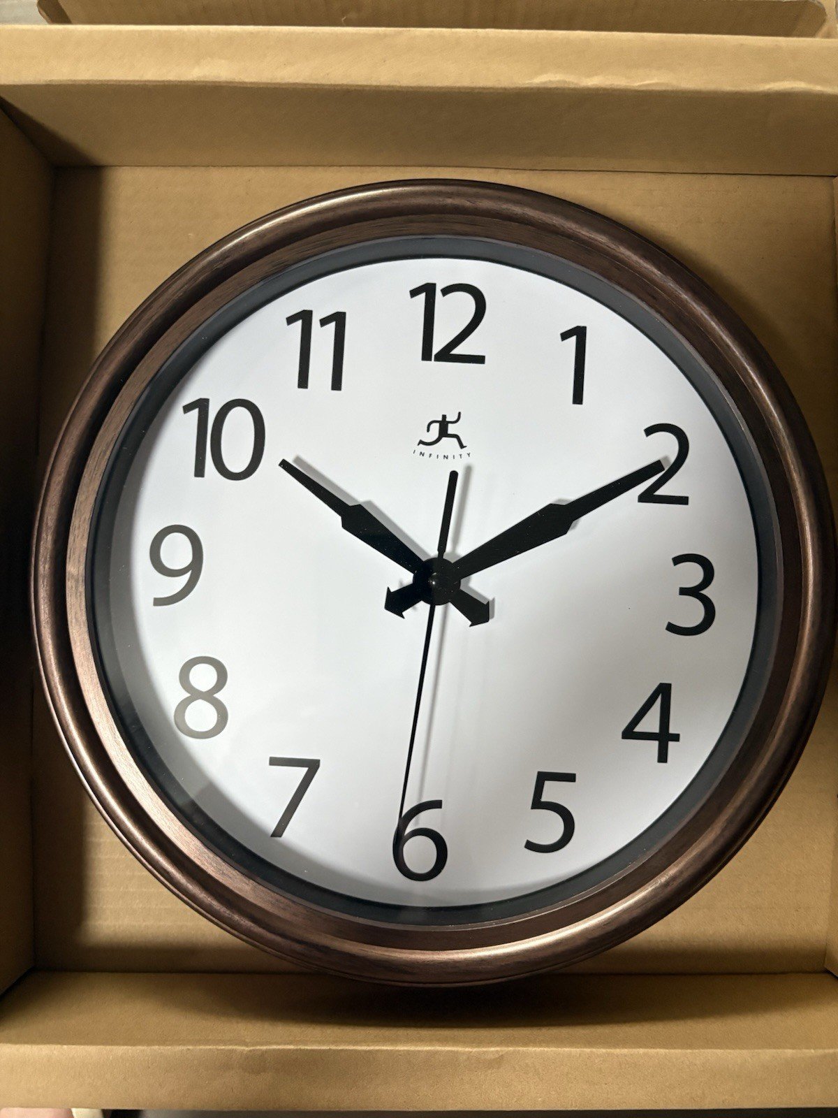 Infinity Instruments 12in Antique Brown Retro Round Wall Clock