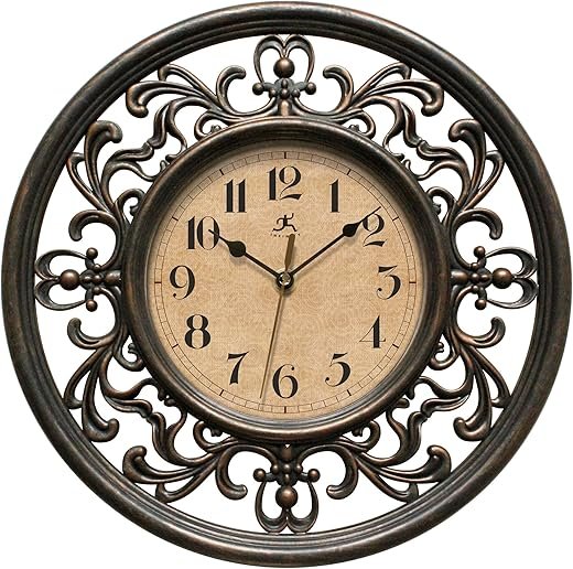 Infinity Instruments 12 inch Sofia Classic Traditional Indoor Round Non-Ticking Silent Battery Operated Easy to Read Wall Clock for Living Room, Bedroom, Kitchen, Home Office, Black