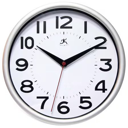 INFINITY INSTRUMENTS 14220SV-3364 Metro - 9in Silver Office Wall Clock, Battery