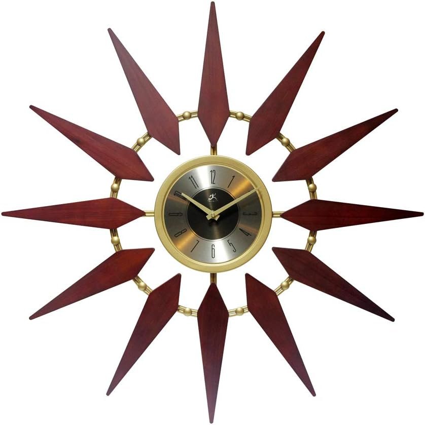 Infinity Instruments Orion Starburst Wall Clock Mid Century Modern 30 inch Large Mid Century Modern Clock Mid Mod Decor Living Room Dining Room Bedroom Retro Quartz Movement