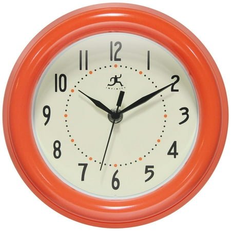 Infinity Instruments Spartan 8 Round Wall Clock, Orange