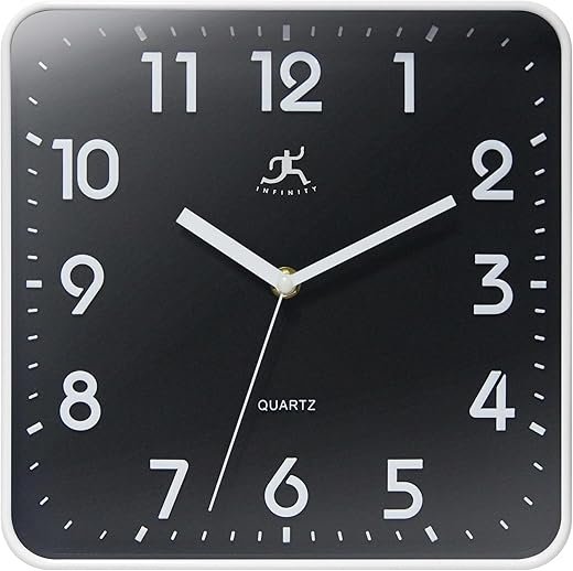 Infinity Instruments St. Mark Square Wall Clock, White, 10"