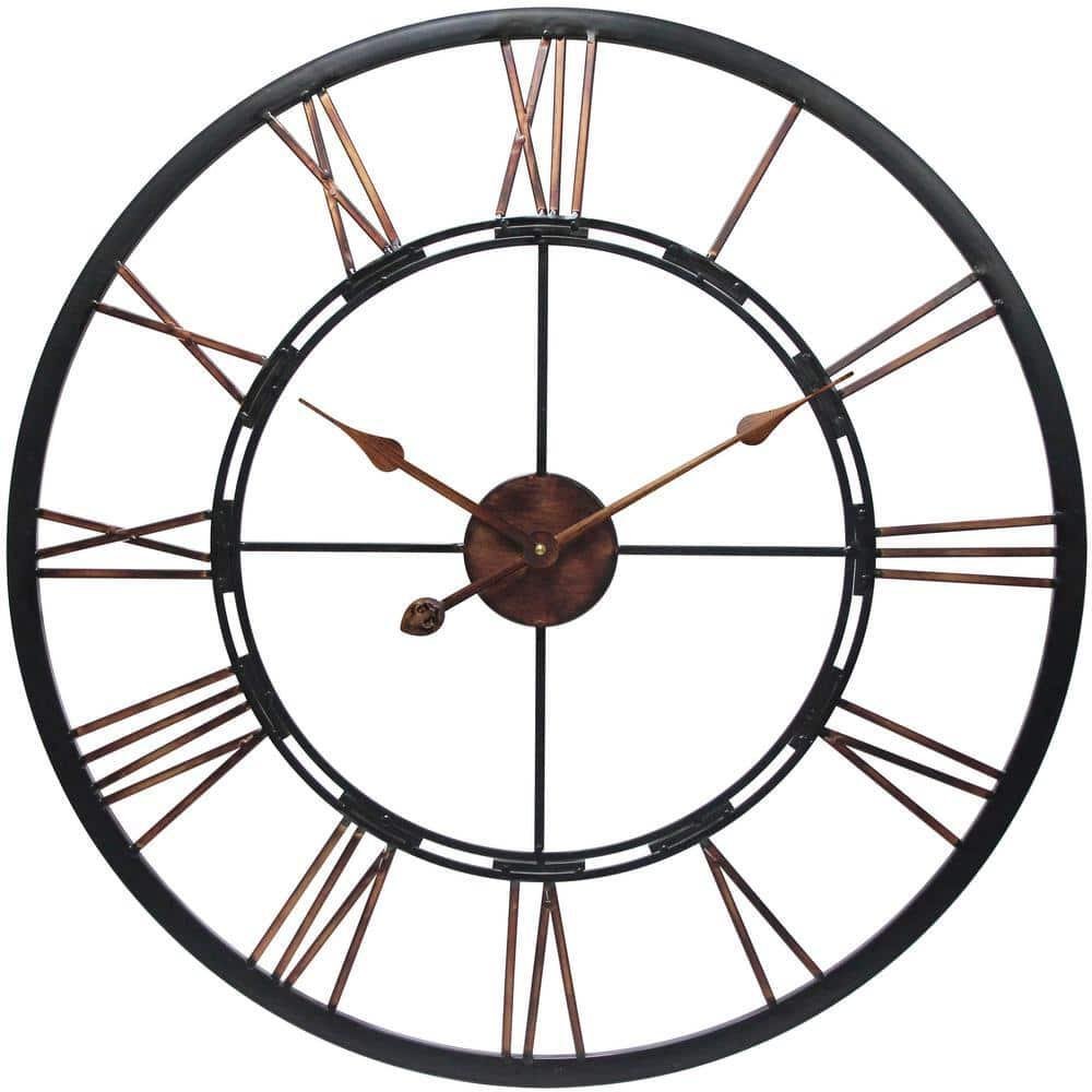 Infinity Instruments Wall Clock Round Bronze Metal Hands 28 in. H x 28 in. W