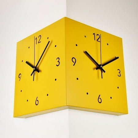 INS Style Modern Corner Clock Double-Sided Wall Clock Living Room Creative Simple Corner Wall Clock Punch-Free Fashion Positive Corner Clock