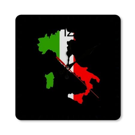 Italy Flag Map Wall Clock Silent Non-Ticking For Home Office Decor, Decorative Clock Art