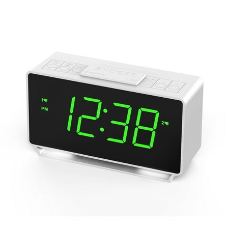 iTOMA Digital Alarm Clock, Tabletop, Clock, White, 1.4 LED Display