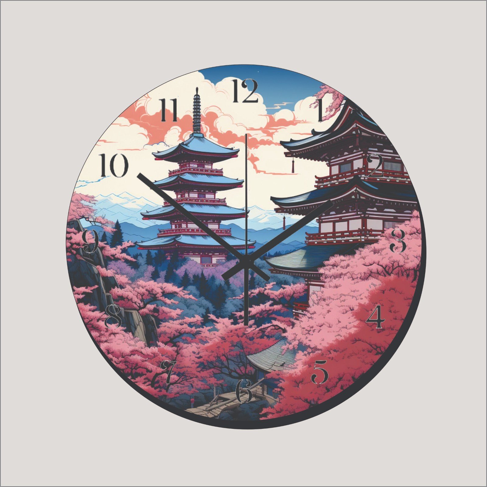 Japanese Home Cherry Trees Art Wall Hanging Wall Clock art Time Piece