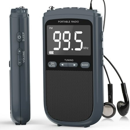 Jazmm AM FM Walkman Radio, Rechargeable Portable Transistor Pocket Radio with Best Reception Digital Tuning, LCD Display, Earphone Jack, Digital Clock, for Jogging,Walking