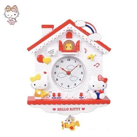 Kawaii Sanrio Hello Kitty Wall Clock Melody Cinnamoroll Cute Pompompurins Wall Hanging Swinging Clock Bedroom Decorative Girl