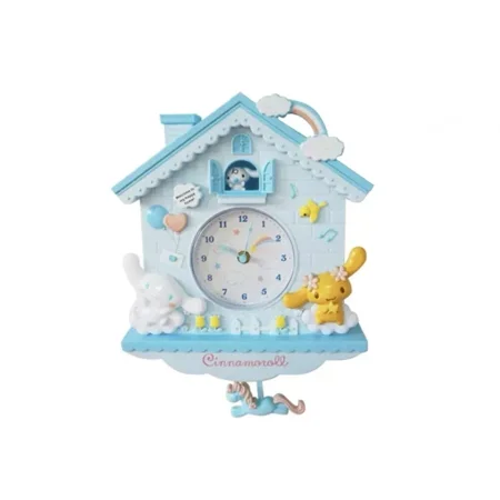 Kawaii Sanrio Wall Clock Cinnamoroll Melody Cute Pompompurins Wall Hanging Swinging Cartoon Clock Bedroom Decorative Girl Gift