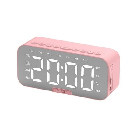 KBODIU Desktop Alarm Clock Bluetooth Wireless Audio Mini LED Mirror Digital Clock Phone Speaker Stereo Sound Effect