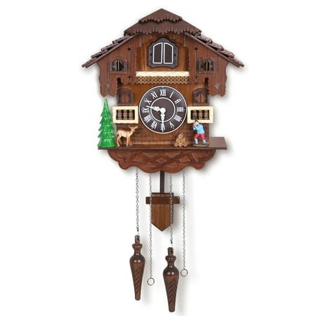 Kendal Cuckoo Clock Large Vintage Wall Clock Handcrafted Wood Cuckoo Clock House Home Decor with Singing Bird & The Man Work in Front of The House Decoration CC23-3