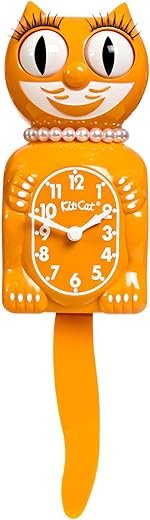 Kit-Cat Klock Limited Edition Festival Orange - Cat Clock with Moving Eyes and Tail, Battery Operated Wall Clock, Made in USA, Modern Clock