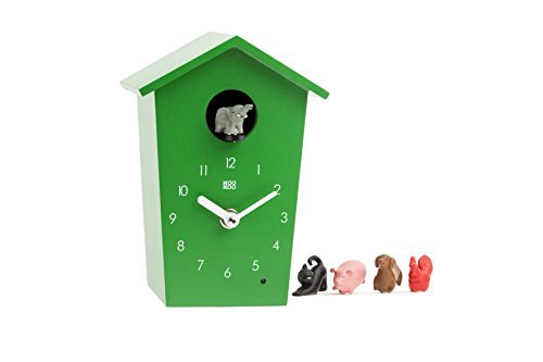 KOOKOO AnimalHouse Green, Small Cuckoo Clock with 5 Farm Animals Sounds (Natural Field Recordings)
