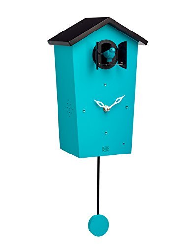 KOOKOO Birdhouse Petrol Limited Edition, Modern Design Cuckoo Clock with 12 Natural Bird Voices or Cuckoo Call