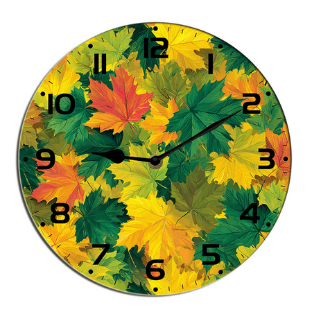 Kurmntregon Autumn Maple Leaves Wall Clock Fall Maple Leaves Wooden Decorative Non Ticking Silent Quartz Bedroom Living Room Office Gym Kitchen Bathroom Patio Decor Decorative Clocks Round 10