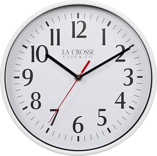 La Crosse 404-3025W 10-inch Basics Quartz Analog Wall Clock - White