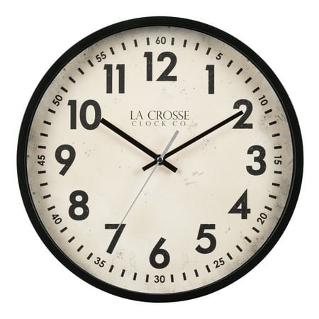 La Crosse Clock 14-inch Black Ellis Quartz Analog Wall Clock, 404-3036B