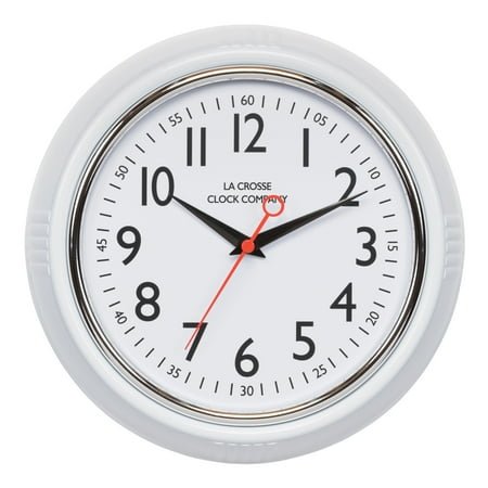 La Crosse Clock 9.61 inch Schoolhouse Analog Quartz Wall Clock, 404-3624W