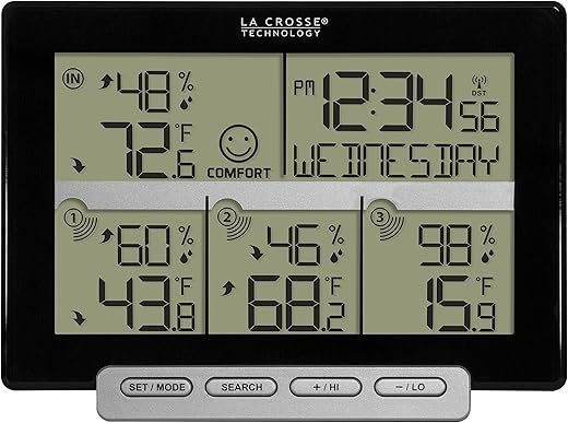 La Crosse Technology 308-1412-3TX-INT Wireless Weather Station (Including 3 Sensors) , Black