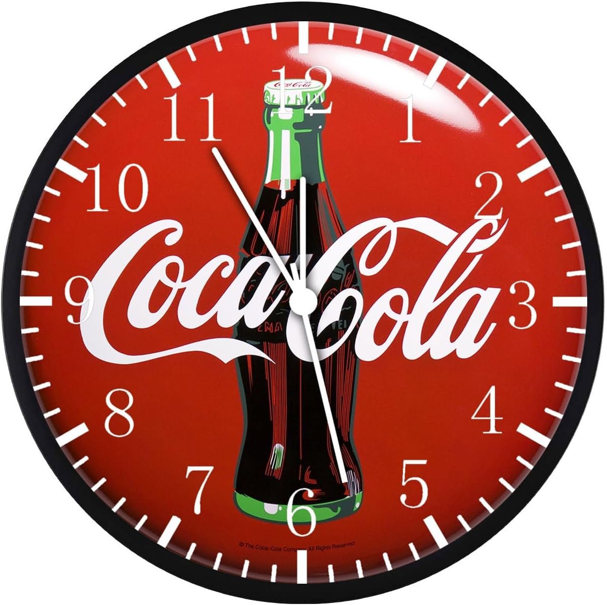 Large 12" Cola Wall Clock Clear Glass Face Silent Non-Ticking Nice for Gift or Décor G157