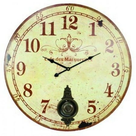 Large 23 Wall Clock with Pendulum ~ Antique French Provincial Style