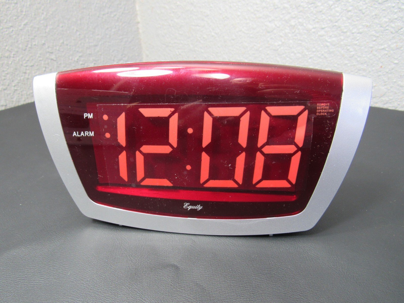 Large Display Alarm Clock Red LED with High/Low Dimmer Equity 75906 NIB NEW