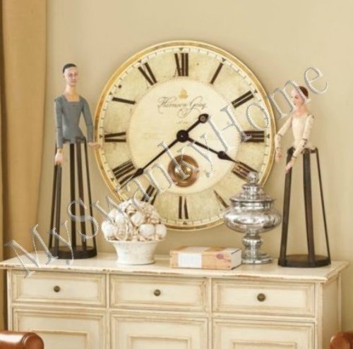 Large Gray Wall Pendulum Clock 23" Roman Numerals Traditional Classic