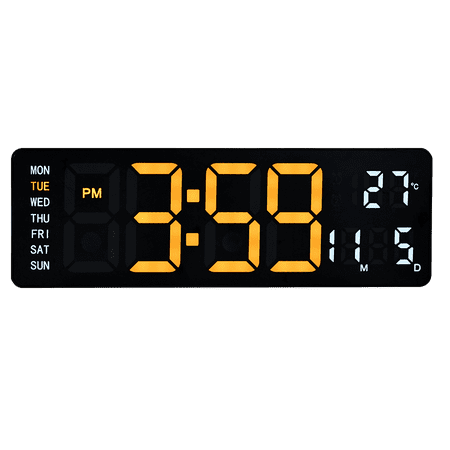 Large LED Digital Wall Clock with Remote Control– Dual Alarms, Adjustable Brightness, Temperature & Date Display, 12/24H