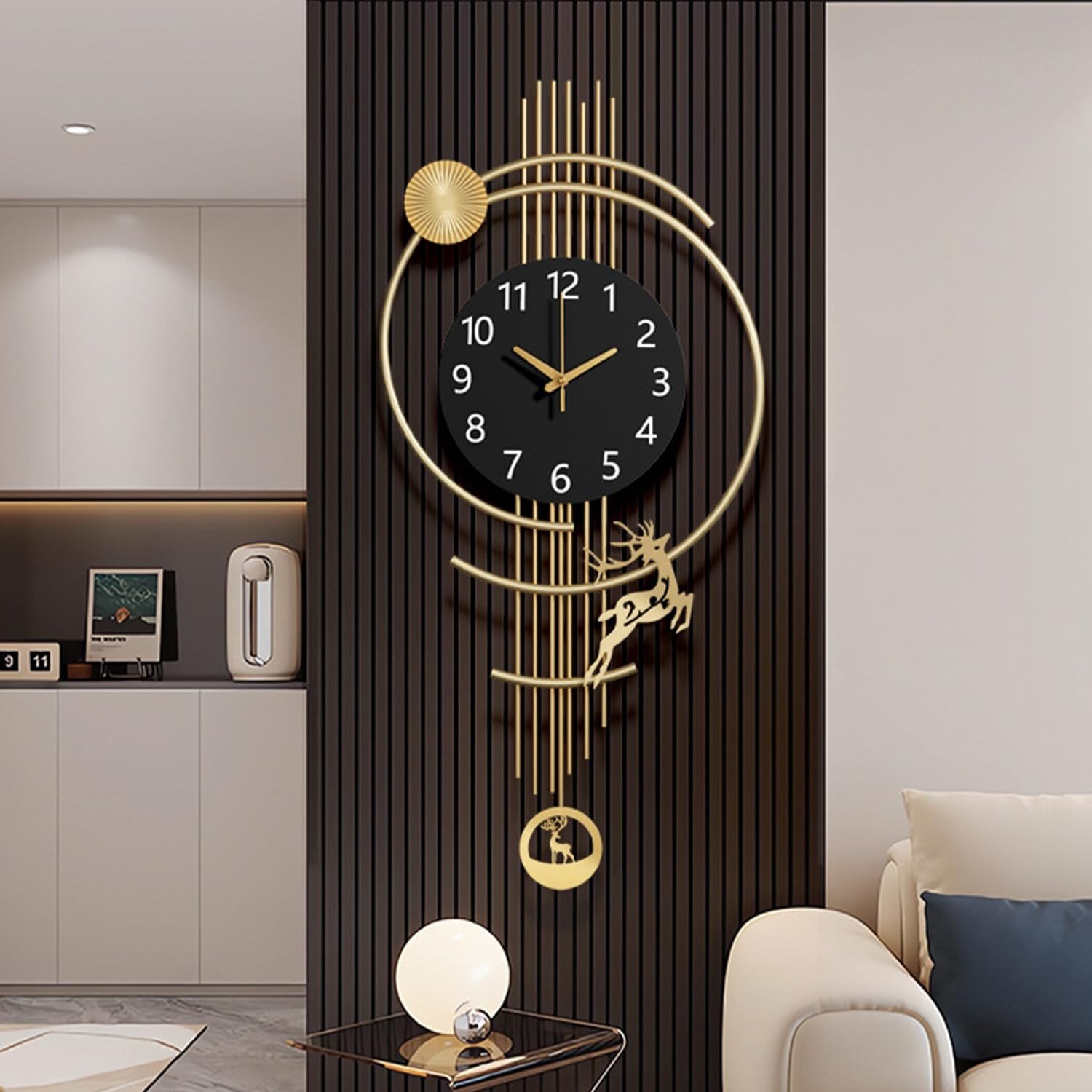 Large Wall Clocks for Living Room,Silent Non Ticking Battery Operated Oversiz...