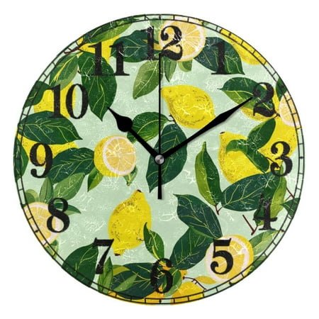 Lemons and Leaf Silent Wall Clock 10 Non-Ticking Battery Clock