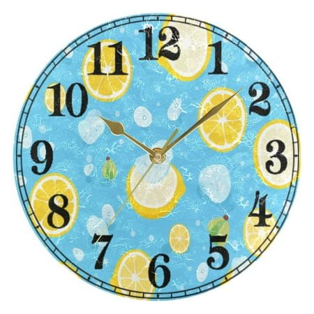 Lemons in Blue Silent Wall Clock 10 Non-Ticking Battery Clock