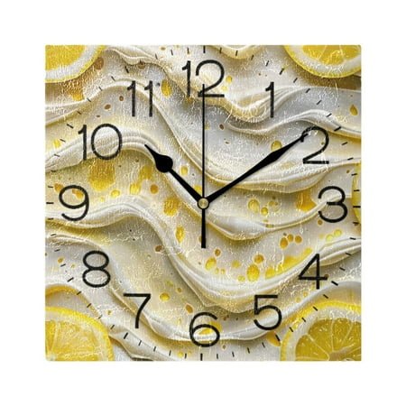 Lemon Slice and Cream Wall Clock 7.78 Non-Ticking Silent Battery Operated for Home Bedroom Office Kitchen Living Room