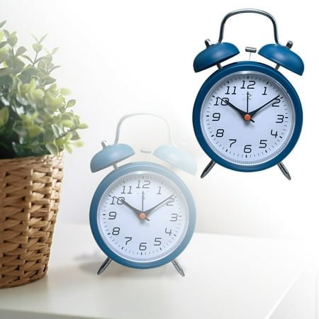 LLDYYDS Analog Alarm Clock Extra Loud Twin Bells Retro White 8 Inch Silent Non-Ticking Quartz Battery Operated with Backlight, Decorative Bedside Table Desk Vintage Clocks