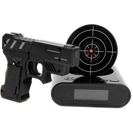 Lock N' Load Gun Alarm Clock Target Alarm Clock Creative Clock （Black）