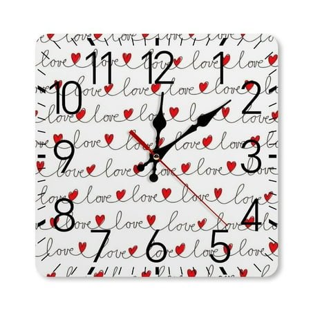 Love Letter Heart Pattern Wall Clock Silent Non-Ticking For Home Office Decor, Decorative Clock Art