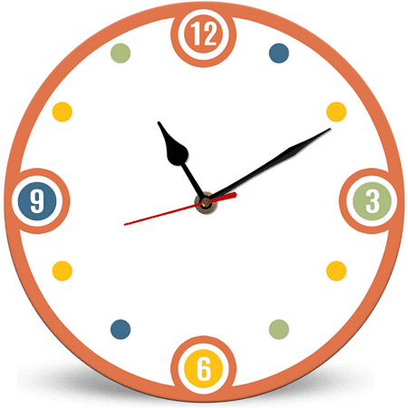 Lucidhisun Cute Color Decoration Wall Clock, 10in Silent Non-Ticking Home Kitchen Decor, Battery Operated for Kids Room Bedroom Living Room Office for Nursery Classroom Office Living Room Kids