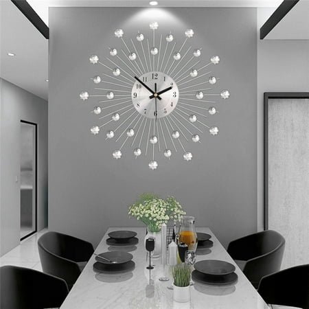 Luxury Wall Clock Large Modern DIY Home Office Decor Crystal Round Living Room for Hotels, Offices,Bedrooms