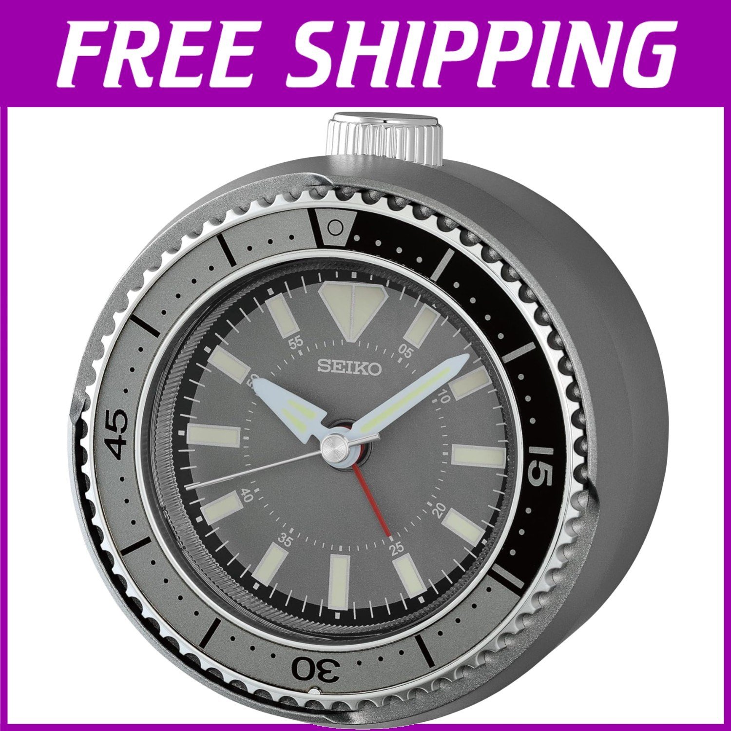 Mai Modern Silent Alarm Clock - 4 Inch Dark Silver, Inspired by Watches