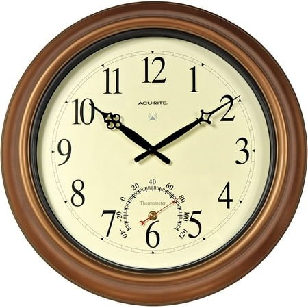 Manufacturer Varies 18 Analog Thermometer Wall Clock, Brown 50314A2