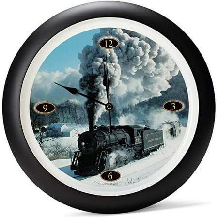 Mark Feldstein Locomotive Legends Steam Engine Train Sound 13 Inch Wall Clock