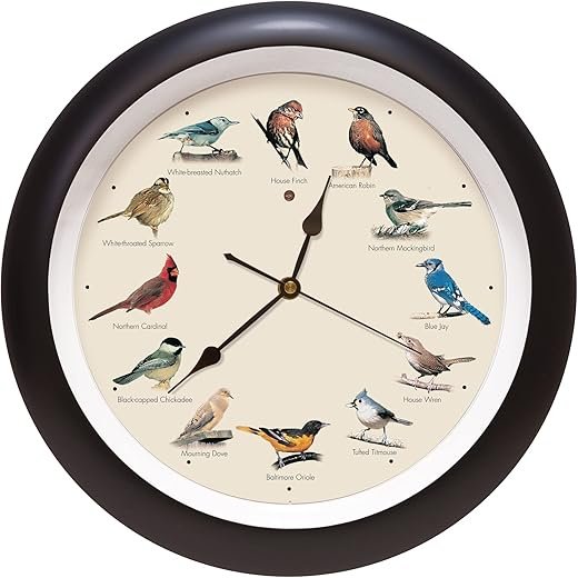 Mark Feldstein, The Original Singing Bird Wall Clock, 13 Inch, Black