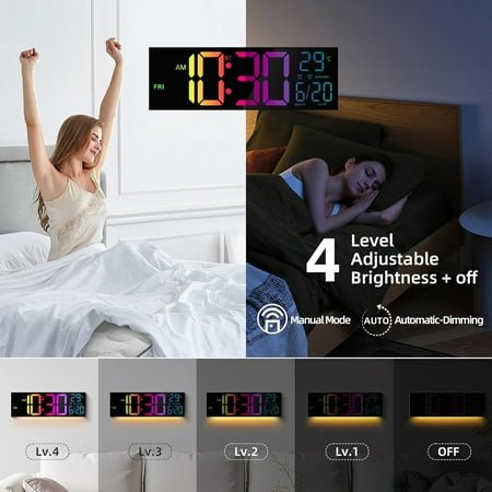 Maxstar Digital Clocks Large Numbers with Date and Day - 16 Inch Battery Operated Wall Clock, Easy to Read Display for School, Office, Home Kitchen